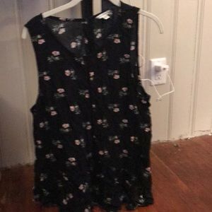 Black Peplum tank floral print from American eagle